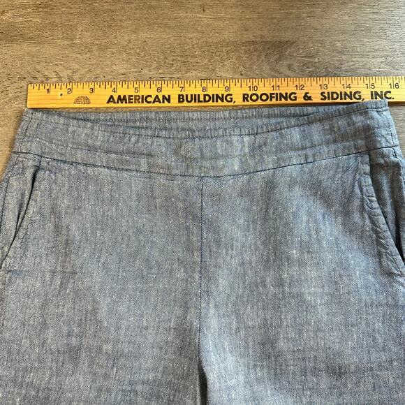 Chico's Stretch Linen Blend Wide Leg Pants Blue Pull On .5 6 - Picture 10 of 14